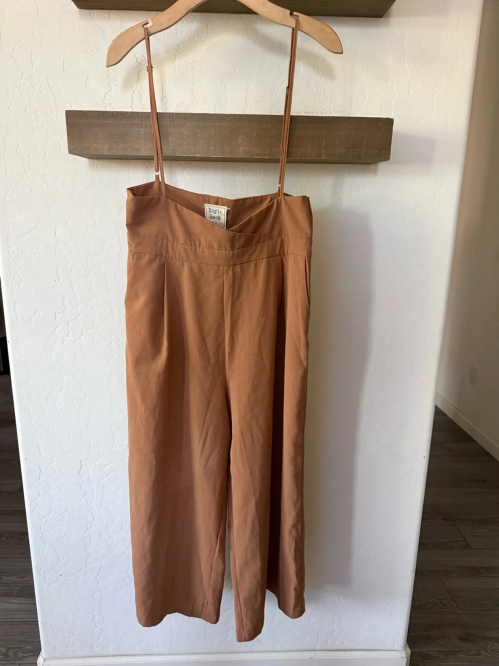 Style Rack|Rust-Brown Wide-Leg Jumpsuit with Spaghetti Straps,overalls•••LARGE - Picture 3 of 10
